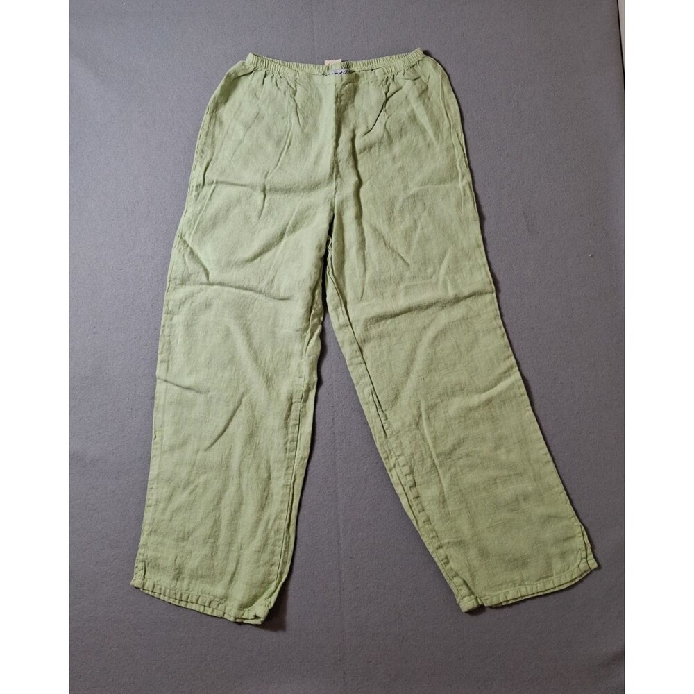 Liz & Jane Pants Womens M Wide Leg Palazzo Side Slit Light Mint Green Cotton